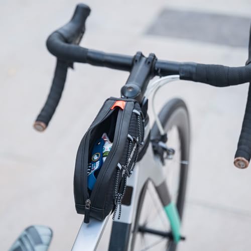 ROCKBROS Top Tube Bike Bag Narrow Slim Design Lightweight Portable | Adjustable Straps,2 Inner Net Pockets,Elastic Rope,Reflective, Compatible with iPhone 14/13/12 Pro Galaxy S22/S21,Road MTB - color: STYLE 1