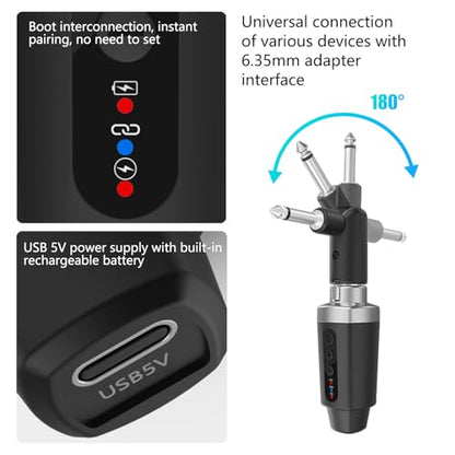 EBJ Wireless Microphone Transmitter Receiver 2.4Ghz, XLR Microphone Wireless System, Rechargeable Wireless Mic Adapter for Audio Mixer, Dynamic Mic, PA Speaker,electric guitar (M-04)