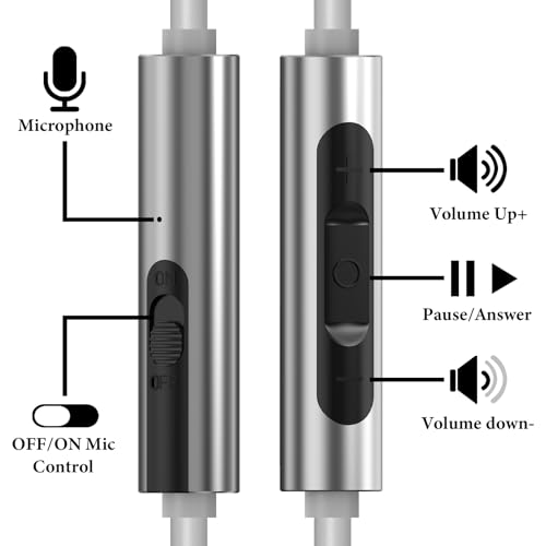GEEKRIA Audio Cable with Mic Compatible with Bose QC Ultra/45/35II/35/700 Headphones Cable, 3.5mm to 2.5mm Replacement Stereo Cord with Inline Microphone and Volume Control (4 ft/1.2 m)