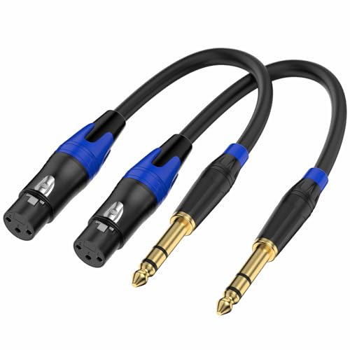 (2Pack / 6 inch) XLR to 1/4 TRS Stereo Adapter,XLR Female to 1/4 Inch (6.35mm) Balanced Microphone Stereo Audio Converter AdapterCable for Speakers, Mixers, Amplifiers - color: 6 inch - 2 pack