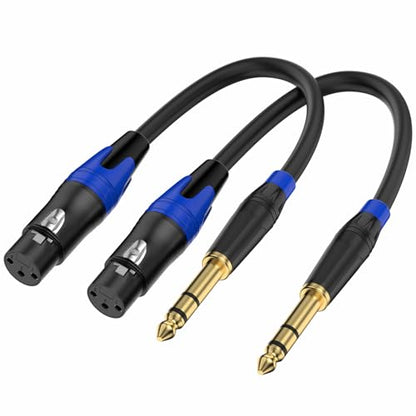 (2Pack / 6 inch) XLR to 1/4 TRS Stereo Adapter,XLR Female to 1/4 Inch (6.35mm) Balanced Microphone Stereo Audio Converter AdapterCable for Speakers, Mixers, Amplifiers - color: 6 inch - 2 pack