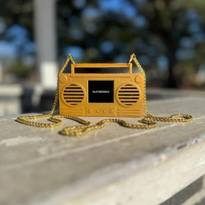 Bumpboxx MicroBoom Wearable Bluetooth Speaker with 24" Gold-Plated Chain | Includes a 24-inch gold-plated chain and rechargeable lithium-ion battery. - color: Gold