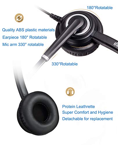 MAIRDI Cell Phone Headset with Microphone Noise Canceling, PC Laptop Headset 3.5mm Jack for Office Work, Phone Headset for iPhone Computer Samsung Androids Tablets Skype Teams Video Conference - style: Duo 612D