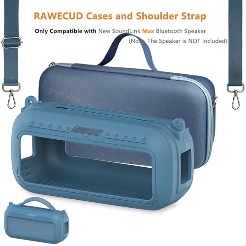 Protective Case for Bose SoundLink Max Portable Bluetooth Speaker | Accessories Hard Carrying Case and Silicone Cover Combo with Carrying Strap (Blue Dusk) - color: Blue Dusk