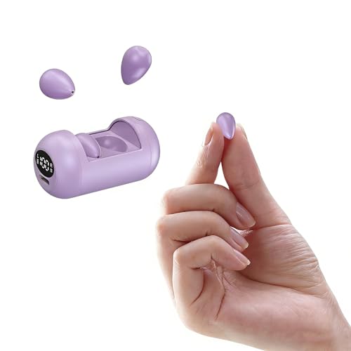 Xmenha Tiny Invisible Mini Earbuds Wireless Bluetooth Small Invisible Headphones Ear Buds for Sleeping Smallest Micro Hidden Discreet Small Earbuds for Work - color: Purple
