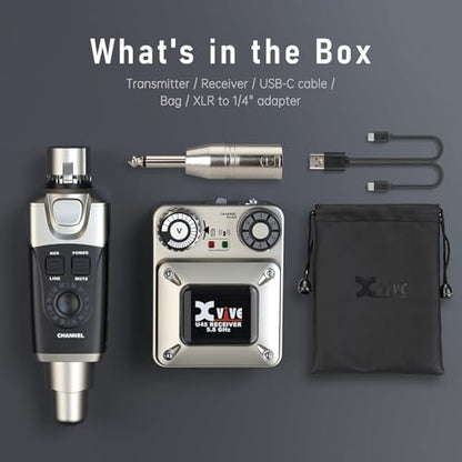 Xvive U45 Wireless in Ear Monitor System 5.8ghz IEM System Transmitter and bodypack Receiver for Studio, Band Rehearsal, Live Performance, Channel Scan Mode - style: U45