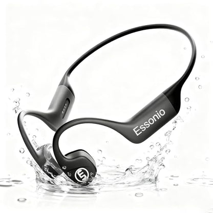 Bone Conduction Headphones IP68 Waterproof Swimming Headphones with Mic Bluetooth Open Ear Earbuds with MP3 Mode 32GB Memory Deep Bass Secure Fit for Running, Cycling and Fitness, Black - color: Black