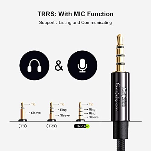 CableCreation 3.5mm Aux Cord 3FT/0.9m, 3.5MM Auxiliary HiFi Stereo Cable | Right Angle TRRS Male to Male Cable with Silver-Plating Copper Core for iPhones, Tablet, Headphones, Speakers, Laptops, Black - size: 3 Feet