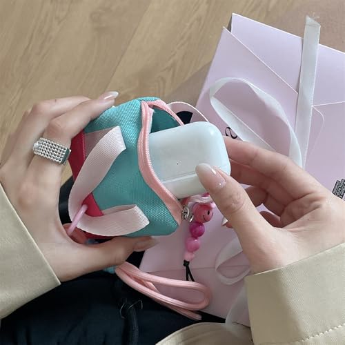 Mini Backpack Case for AirPods 4 2024 AirPods Pro 3, Multi-Functional Pouch Coin Purse Cable Organizer with Strap Hand Strap Keychain Lock, Travel-Friendly Headphone Case for Women Men - color: Pink Backpack