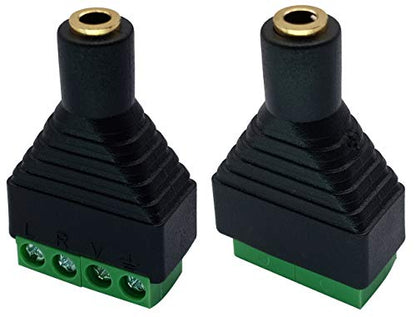 4 Pole 3.5mm Screw Terminal Stereo TRRS Audio Female to AV 4 Pin Screw Terminal Double Track Headphone Balun Solderless Converter Adapter (5 Pack) - color: Female