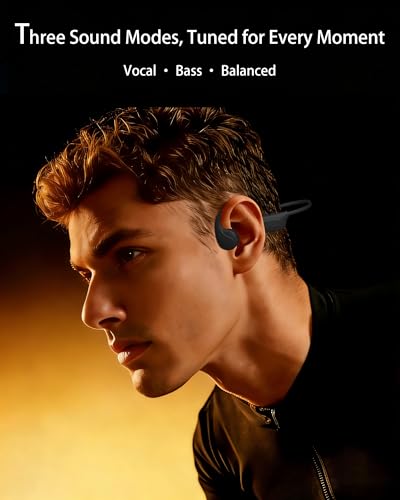 New Bone Conduction Headphones Bluetooth 6.0, Open Ear Headphones with Mic, 3 EQ Modes, Anti-Leak Audio, Dual Pairing, 10H Playtime, 25g Lightweight, IP65 Waterproof for Running, Cycling & Hiking - color: Black