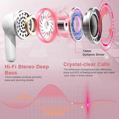Wireless Earbuds, Bluetooth 5.3 Headphones NEW Ear Buds 40H Bass Stereo - color: Rosegold
