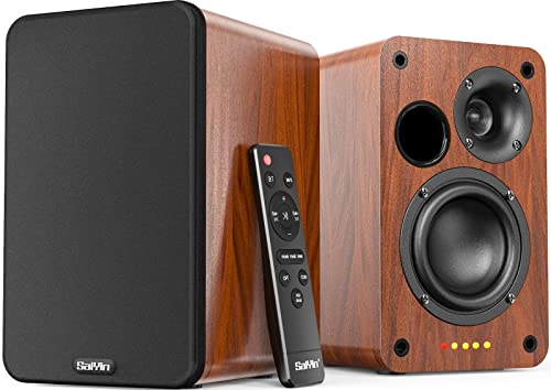 Saiyin Powered Bluetooth Bookshelf Speakers | 30W*2, 3.75 Inches Woofer, Bluetooth/Optical/Auxiliary/RCA Inputs, TV/Turntable/Record Player/Computer/PC - size: 3.5 Inch Woofer