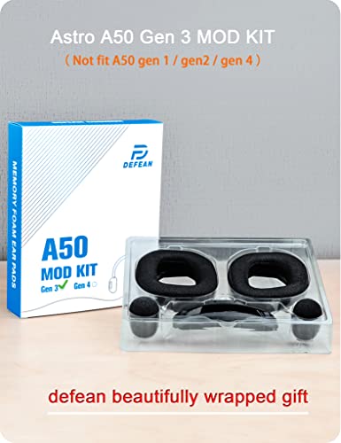 A50 Gen 3 Mod Kit - defean Replacement Earpads and Headband Compatible with Astro A50 Gen 3 Headset,Ear Cushions, Upgrade High-Density Noise Cancelling Foam, Added Thickness (Black Breathable Fabric) | Replacement Earpads and Headband for Astro A50 Gen3,U