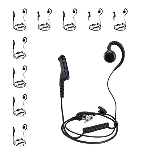 PROMAXPOWER [10-Pack] C-Shape Swivel Ear Hanger Earpiece for Motorola Two-Way Radios XPR6550 XPR7550e XPR7580e XiR-P8200 DP3401 MTP850 - size: 10-Pack