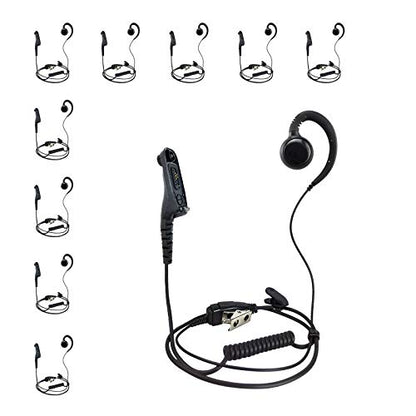 PROMAXPOWER [10-Pack] C-Shape Swivel Ear Hanger Earpiece for Motorola Two-Way Radios XPR6550 XPR7550e XPR7580e XiR-P8200 DP3401 MTP850 - size: 10-Pack