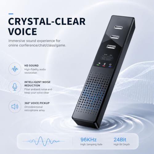 3 in 1 USB Computer Speaker with Microphone, PC Laptop Desktop Conference Speaker with Mic for Smart Home Office and Online Study，360 Degree Enhanced (8) - size: 8