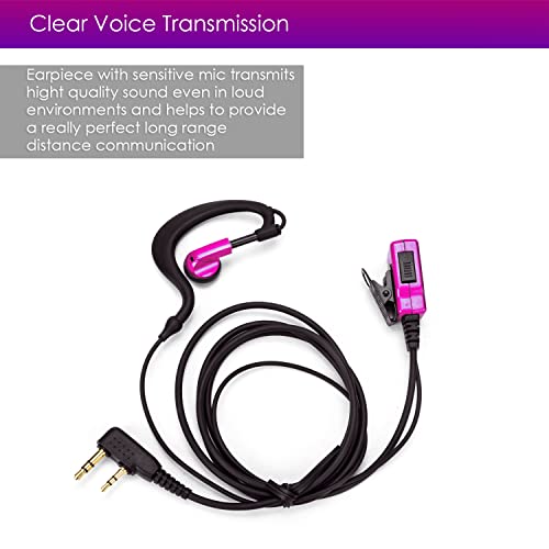 Remtise 2 Pack Single Wire Earhook Earpiece with Mic for Baofeng UV-5R Walkie Talkies, Headset and PTT Compatible 2 Way Radios Brands Baofeng and Kenwood, Puxing, Wouxun (Red) - color: Red