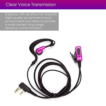 Remtise 2 Pack Single Wire Earhook Earpiece with Mic for Baofeng UV-5R Walkie Talkies, Headset and PTT Compatible 2 Way Radios Brands Baofeng and Kenwood, Puxing, Wouxun (Red) - color: Red