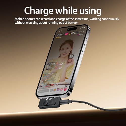 USB-C Microphone with Active Noise Cancellation, Mini Portable, Plug-and-Play, Lapel Mic for Phones, Cameras, Live Streaming, Interviews (White)