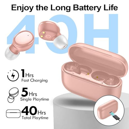 kurdene Wireless Earbuds Bluetooth 5.4 in Ear Buds Light Weight Headphones,Deep Bass Sound,Built in Mics Headset,Clear Calls Earphones for Sports Workout Pink - color: Pink