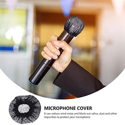 ibasenice 100pcs Nonwoven Microphone Covers Disposable Ktv Karaoke Mic Protector Ultra-thin Saliva Shield for Voice Tube Easy to Use for Events and Performances