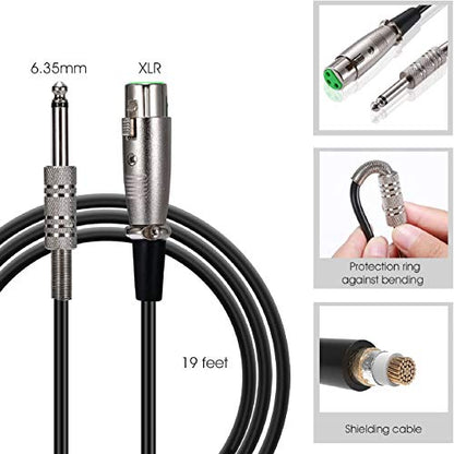 HOTEC Premium Wired Vocal Dynamic Handheld Microphones - Includes 19ft Detachable XLR Cable and ON/Off Switch - 2 Pack, Metal Black - size: H-W0702