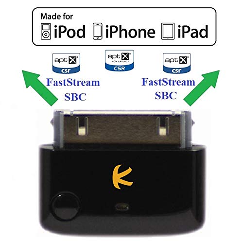 i10_Pro (Black) : Bluetooth Transmitter Splitter with aptX/Low-Latency aptX/FastStream/SBC codecs, Compatible with 30-pin iPod,iPhone,iPad. Compatible with AirPods. Compatible with Bose, etc.