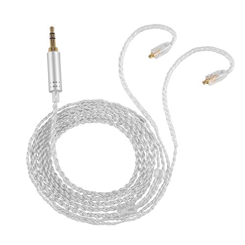 MMCX Connector Silver Plated Pure Copper Earphone Cable for SE215 SE535 SE846, Replacement Detachable Headphone Cable with 3.5mm Plug for High - Fidelity Audio (Silver Straight) - size: silver straight
