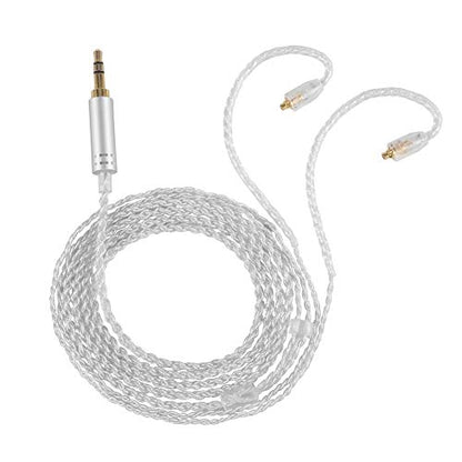MMCX Connector Silver Plated Pure Copper Earphone Cable for SE215 SE535 SE846, Replacement Detachable Headphone Cable with 3.5mm Plug for High - Fidelity Audio (Silver Straight) - size: silver straight