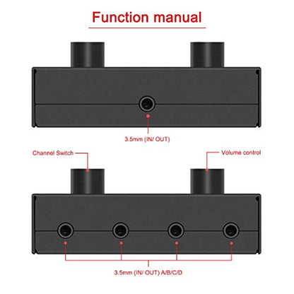 4-Way 3.5mm Stereo Audio Switcher - Passive Speaker Headphone Manual Selector Splitter Box (4 In - 1 Out) - size: 3.5mm Switch 4 Port