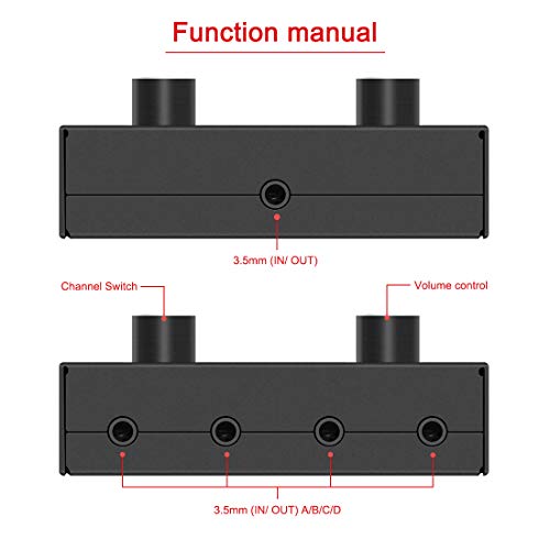 4-Way 3.5mm Stereo Audio Switcher - Passive Speaker Headphone Manual Selector Splitter Box (4 In - 1 Out) - size: 3.5mm Switch 4 Port