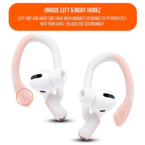 WC HookZ - Patented Upgraded Over Ear Hooks for AirPods Pro 1, 2 & AirPods 1, 2 & 3- Two Size Pairs Included in Package, Unique Left & Right Hook, Made by Wicked Cushions | Pink Marble - color: Pink Marble