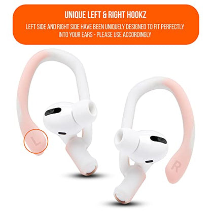 WC HookZ - Patented Upgraded Over Ear Hooks for AirPods Pro 1, 2 & AirPods 1, 2 & 3- Two Size Pairs Included in Package, Unique Left & Right Hook, Made by Wicked Cushions | Pink Marble - color: Pink Marble