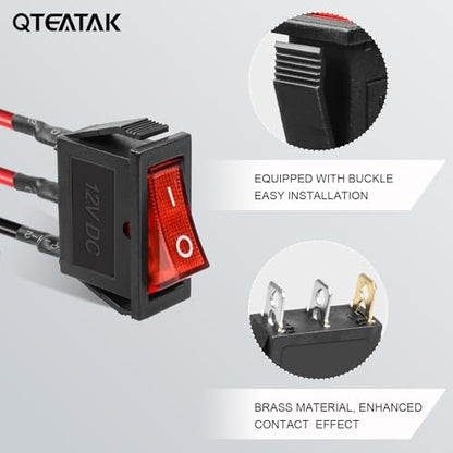 5 Pack Pre-Wired DC 12V-24V 30A Red LED Boat Rocker Toggle Switch - color: Red, size: DC 12V-24V 30A - Pre-Wired