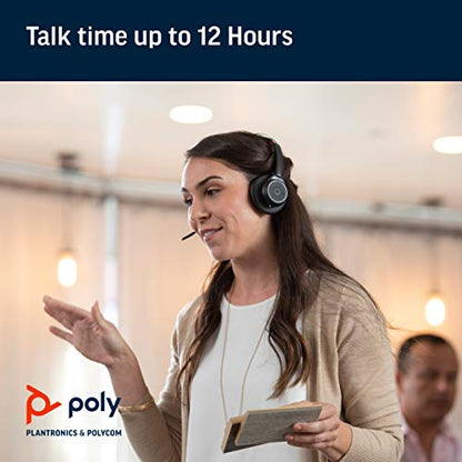 Plantronics - Voyager Focus UC (Poly) - Bluetooth Dual-Ear (Stereo) Headset with Boom Mic - USB-A Compatible with PC and/or Mac - Active Noise Canceling - Works with Teams (Certified), Zoom & more
