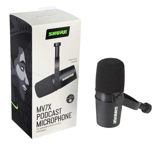 Shure MV7X XLR Dynamic Podcast & Recording Microphone - Black | XLR dynamic mic with voice-isolating technology and all-metal build for podcasting and vocal recording - size: Compact, style: XLR