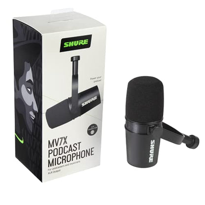 Shure MV7X XLR Dynamic Podcast & Recording Microphone - Black | XLR dynamic mic with voice-isolating technology and all-metal build for podcasting and vocal recording - size: Compact, style: XLR