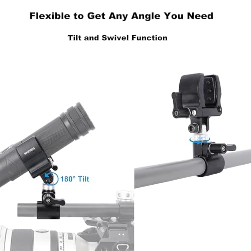 NICEYRIG Shotgun Microphone Holder Universal for Microphone/LED Torch - 628 | 18.5mm - 35mm Adjustable Aluminum Clamp for 15mm Rod Mount Shocks and Noises Absorption