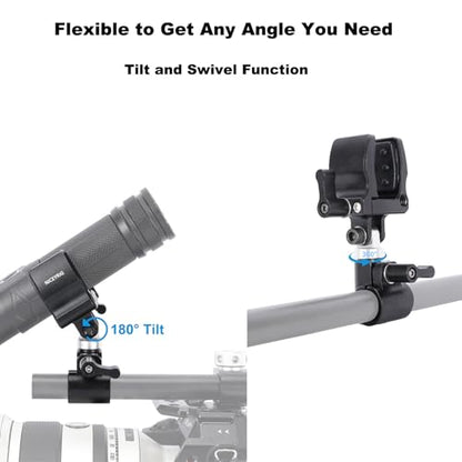 NICEYRIG Shotgun Microphone Holder Universal for Microphone/LED Torch - 628 | 18.5mm - 35mm Adjustable Aluminum Clamp for 15mm Rod Mount Shocks and Noises Absorption