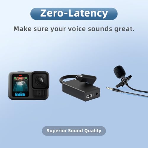 External Mic Adapter for Go Pro Hero 13/12/11/10/9/8/7/6/5 Black | 3.5mm Microphone Converter, Clear and Authentic Sound in Vlogging and Video Recording