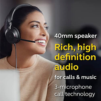 Jabra Evolve2 40 UC Wired Headphones, USB-A, Mono, Black – Telework Headset for Calls and Music, Enhanced All-Day Comfort, Passive Noise Cancelling Headphones, UC-Optimized with USB-A Connection - size: Unified Communications, style: Mono (USB-A)