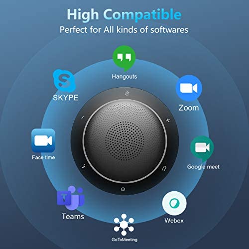 Bluetooth Conference Speakerphone Wireless Microphone and Speaker for Mobile Phone and Computer, USB Office Speakerphone for Skype, Zoom