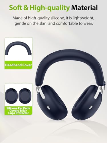2-in-1 Silicone Protective Cover Set for Sony 1000X THE COLLEXION Headphones, Sweatproof Headband Cover + Integrated Ear Cups Protector (Ear Pads & Shell), Full Coverage(Blue) - color: Blue