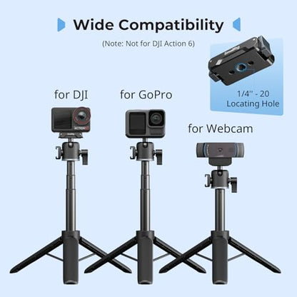 SmallRig Action Camera Selfie Stick Tripod, 7.8-21.6in Extendable, 360° Ball Head, Cold Shoe Mount, Detachable Adapter Only for DJI Action 5 Pro/4/3 (Not for Action 6), 1/4-20" Screw for Webcam - 5435 - style: for DJI action camera (5 Pro/4/3)