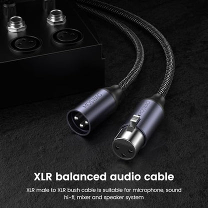MOSWAG XLR Male to Female Cable 3FT Balanced XLR Cable Microphone Cord 3Pin | XLR to XLR Cable Nylon Braided Compatible with Mic Mixer, Microphone, Recording Studio, Behringer, Speaker Systems - size: 3FT/1M