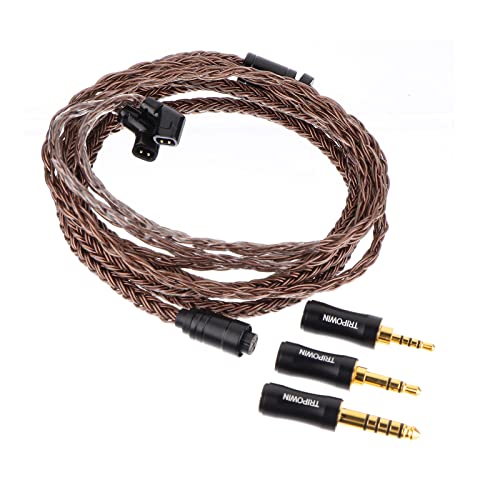 Linsoul Tripowin Amber 32AWG OFC HiFi IEM Cable with Interchangeable 2.5mm/3.5mm/4.4mm Plug, PVC Sleeve Replacement Cable for Audiophile (Recessed 2pin) - size: Recessed 2-Pin