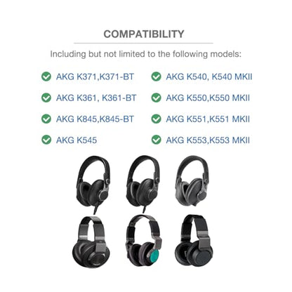 Headband Cushion Cover Compatible with AKG K371, K361,K371-BT, K361-BT,K845-BT, K845, K545, K540, K550 K551 K553 S MKII MK2 Headphone, 6mm Thick Cushion, No Wobble Zipper Slider, Hanging Loop