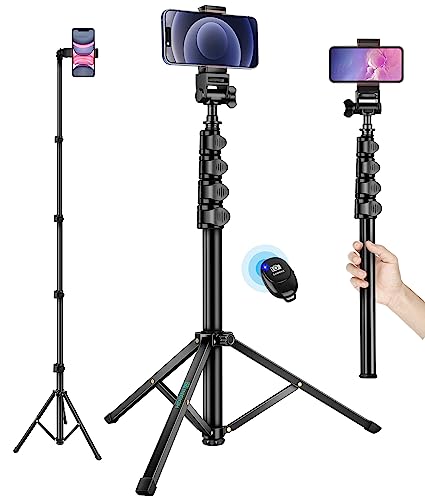 Phone Tripod Stand, 70" Selfie Stick Cell Phone Tripod with Remote | Phone Holder/Carry Bag, Aluminum Alloy Selfie Stick Tripods, Compatible with iPhone Samsung GoPro Smartphone - size: 70 Inch