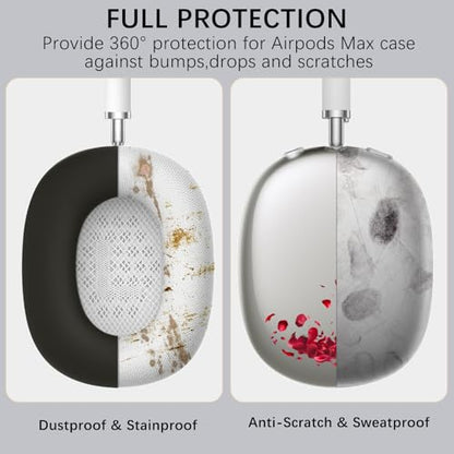 Headphone Cover for AirPods Max, Girly Cute Clear Ear Cups Covers, Black Silicone Ear Pad Case Headband Cover for Apple AirPods Max (2024/2020), Rose - color: Rose-Black
